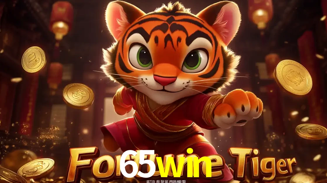 O carismático mascote do jogo de slot Fortune Tiger, um tigre fofo em pose de artes marciais, pronto para trazer sorte e multiplicadores de ganhos no cassino online 65win.